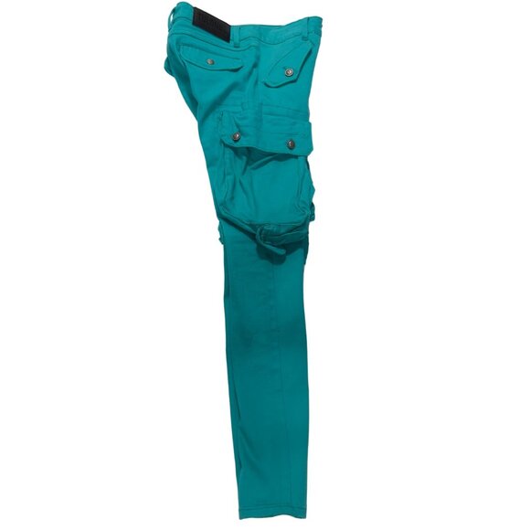 TULONES Currency Collections Men's Cargo Pants Turquoise Cotton Stretch Size 28 - Picture 5 of 12